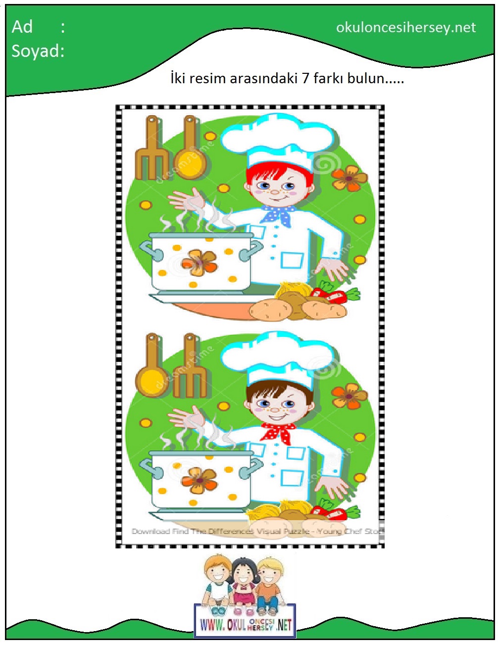 okul öncesi İki Resim Arasındaki Farkı Bul